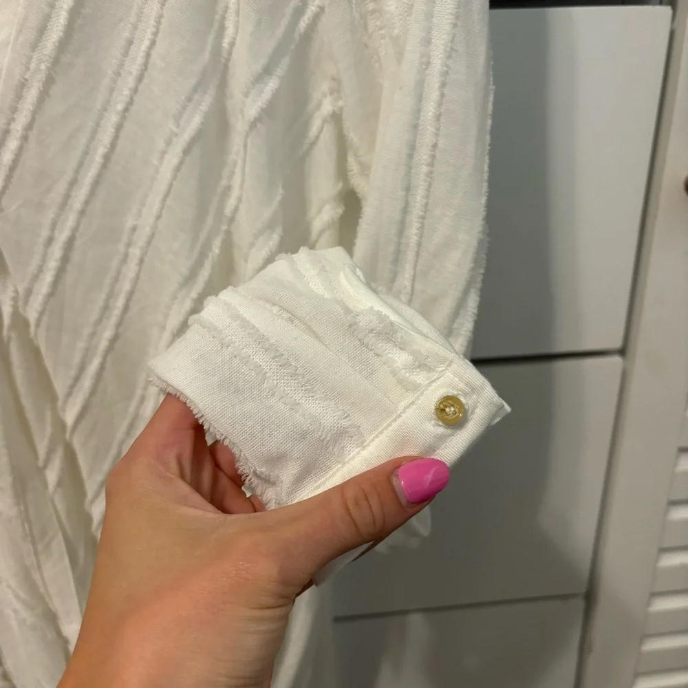 Anthropologie White Audre Textured Top - Picture 8 of 9